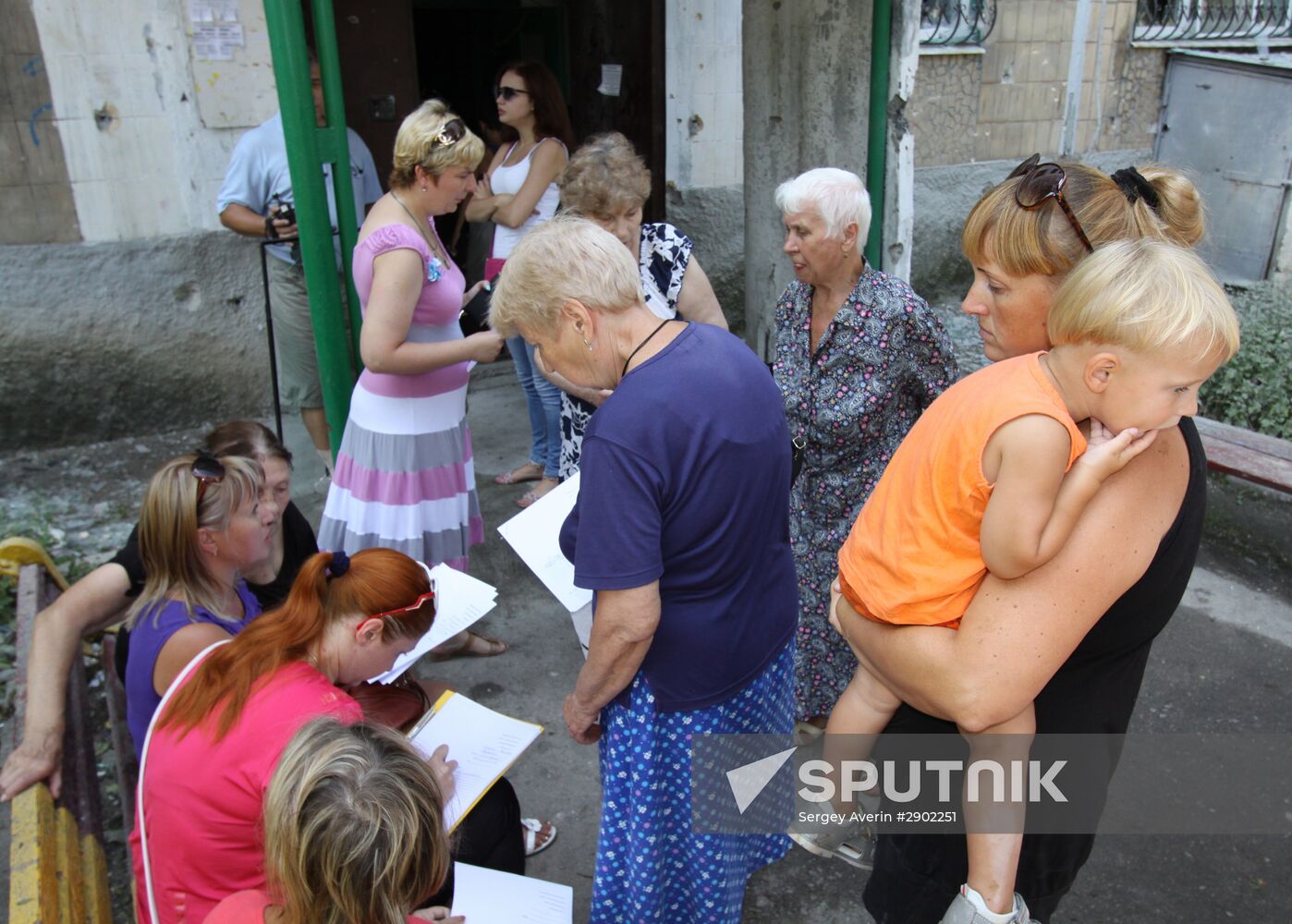 Aftermath of shelling in Yasinovataya, Donbass