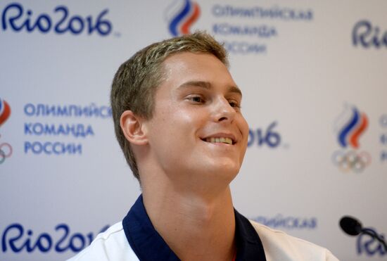 News conference of Russian swimmer Vladimir Morozov in Rio