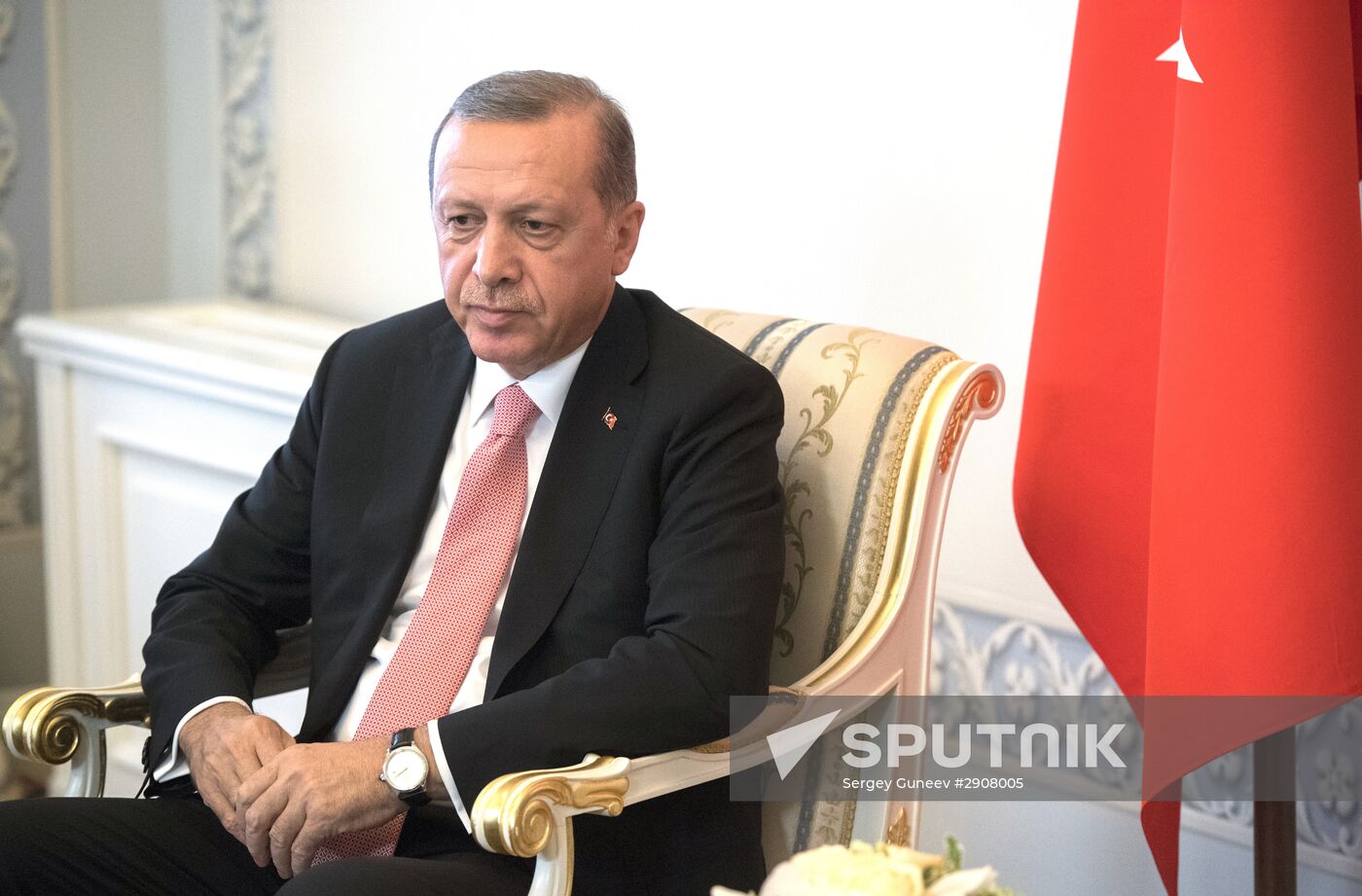Russian President Vladimir Putin meets with Turkish President Recep Tayyip Erdogan in St. Petersburg