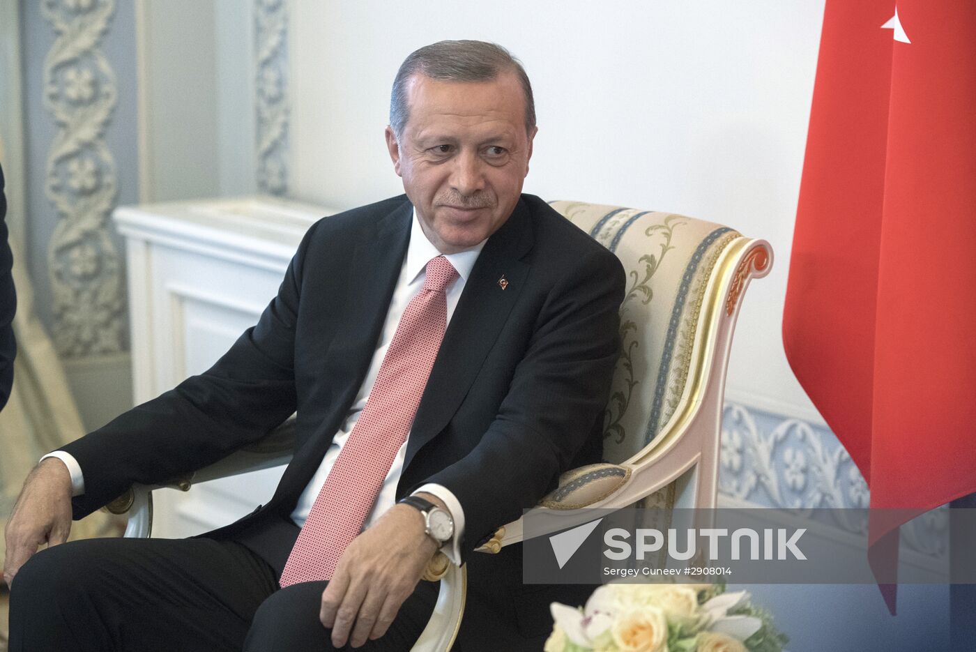 Russian President Vladimir Putin meets with Turkish President Recep Tayyip Erdogan in St. Petersburg