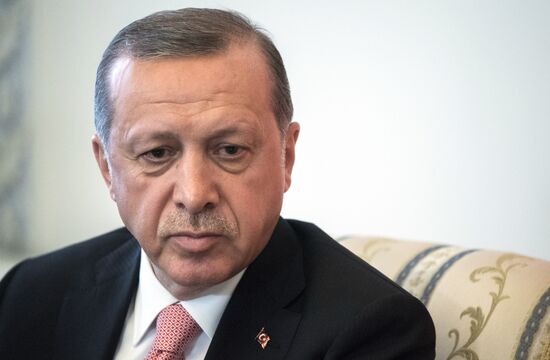 Russian President Vladimir Putin meets with Turkish President Recep Tayyip Erdogan in St. Petersburg
