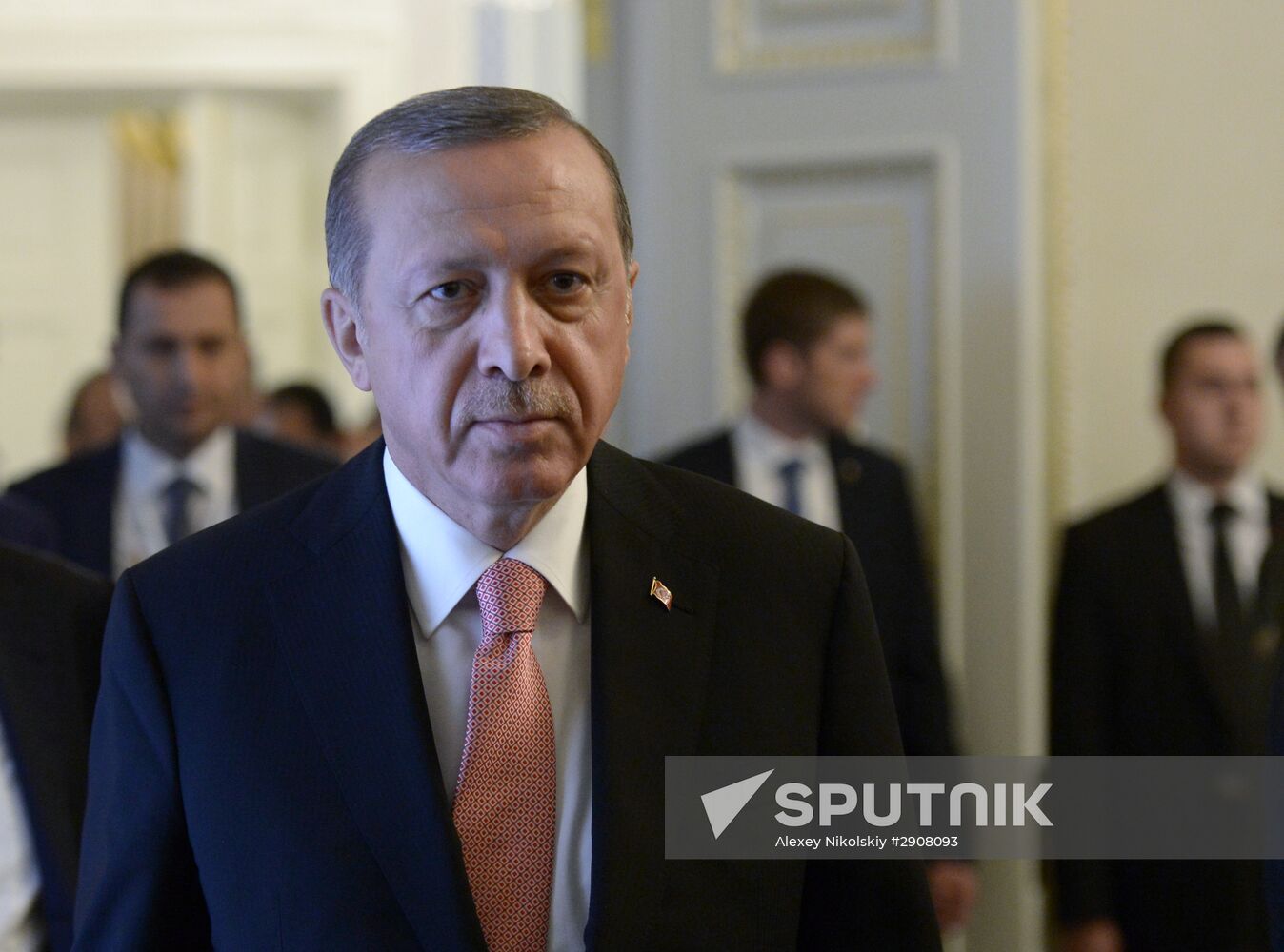 Russian President Vladimir Putin meets with Turkish President Recep Tayyip Erdogan in St. Petersburg