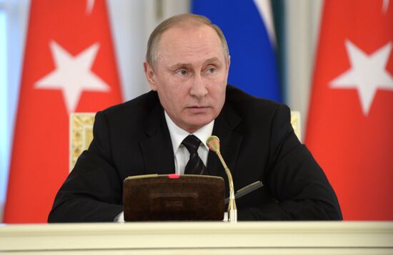 Meeting of Russian President Vladimir Putin and President of Turkey Recep Tayyip Erdogan in St. Petersburg