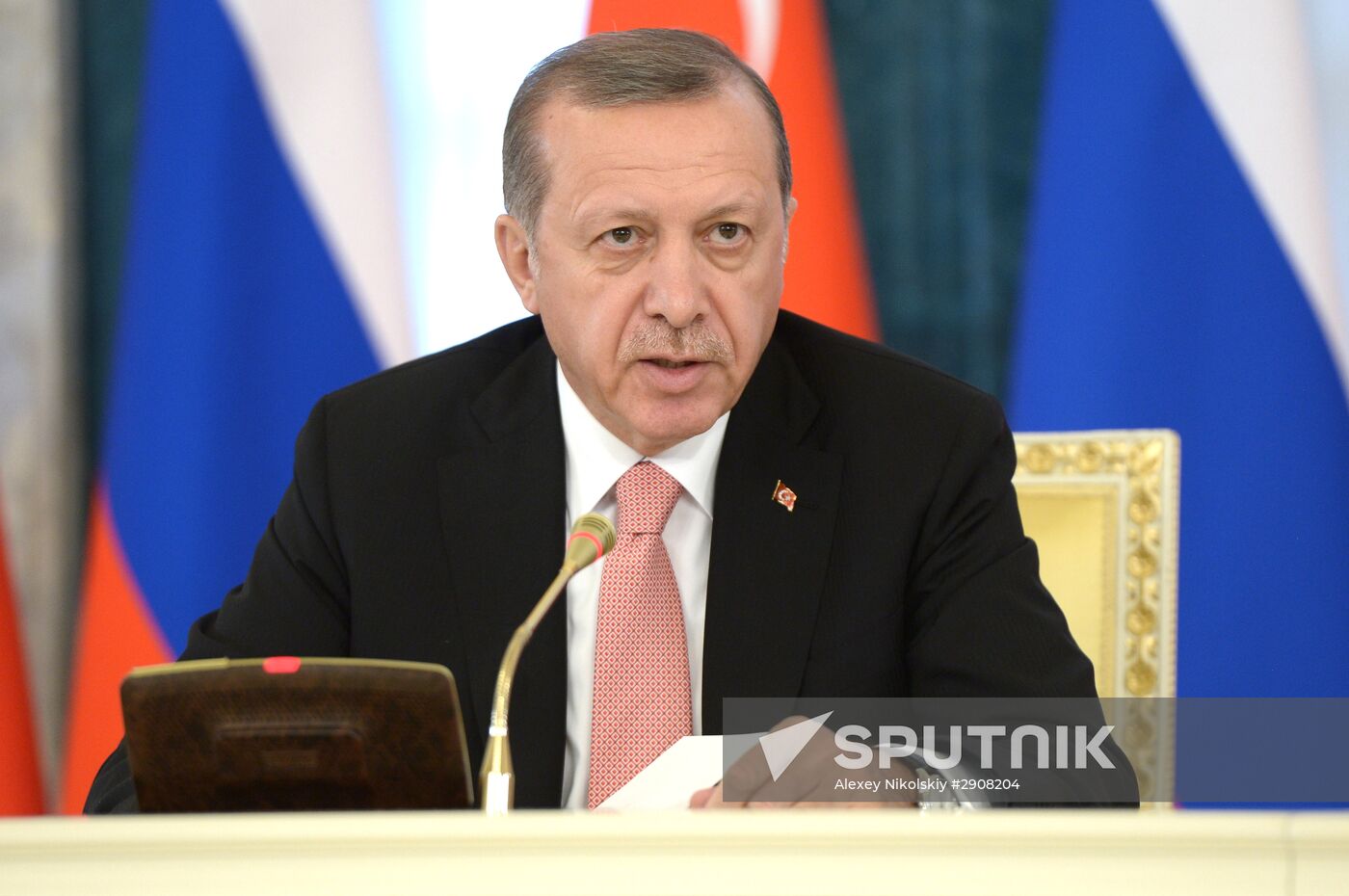 Meeting of Russian President Vladimir Putin and President of Turkey Recep Tayyip Erdogan in St. Petersburg