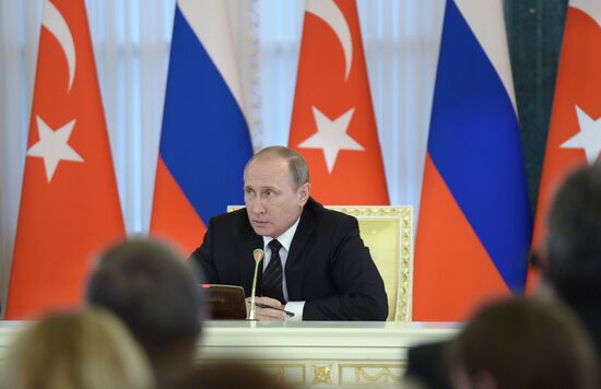 Meeting of Russian President Vladimir Putin and President of Turkey Recep Tayyip Erdogan in St. Petersburg