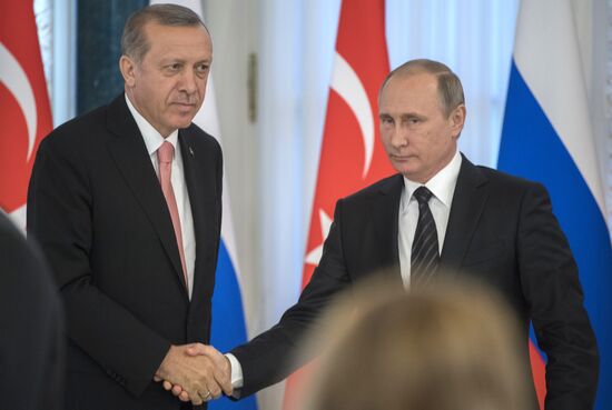Meeting of Russian President Vladimir Putin and Turkish President Recep Tayyip Erdoğan in St Petersburg