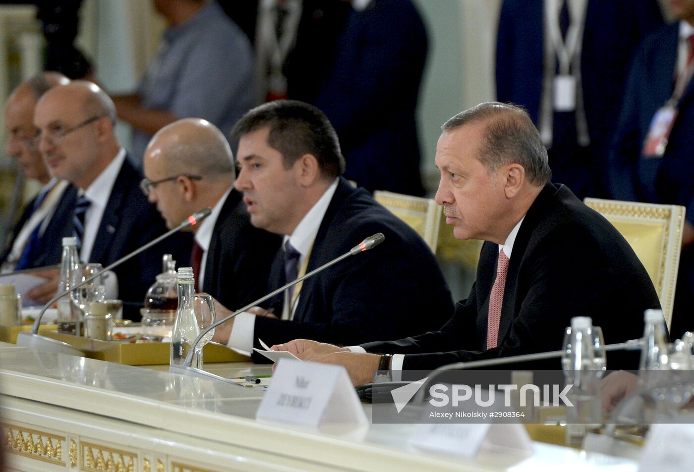 Russian President Vladimir Putin meets with Turkish President Recep Tayyip Erdogan in St. Petersburg