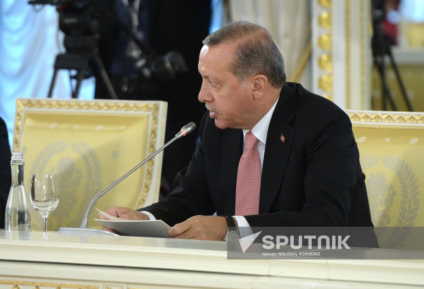 Russian President Vladimir Putin meets with Turkish President Recep Tayyip Erdogan in St. Petersburg