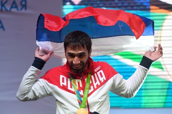 Russian judo wrestler Khasan Khalmurzayev congratulated at Russian House