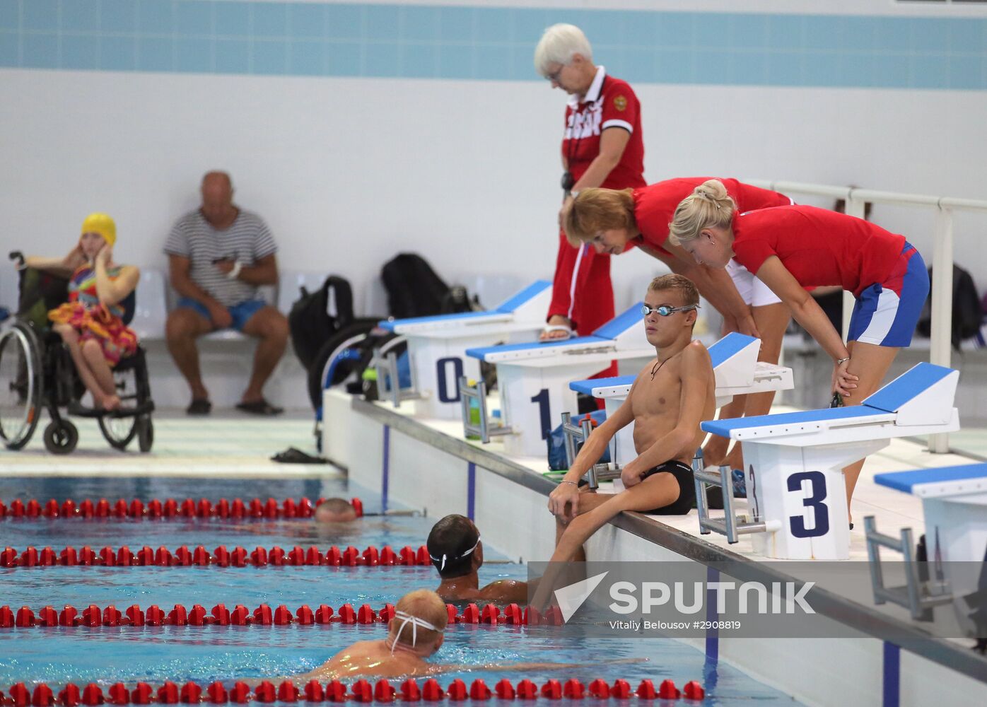 Russian Paralympic swimming team during training session