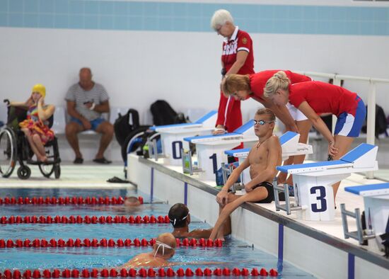 Russian Paralympic swimming team during training session