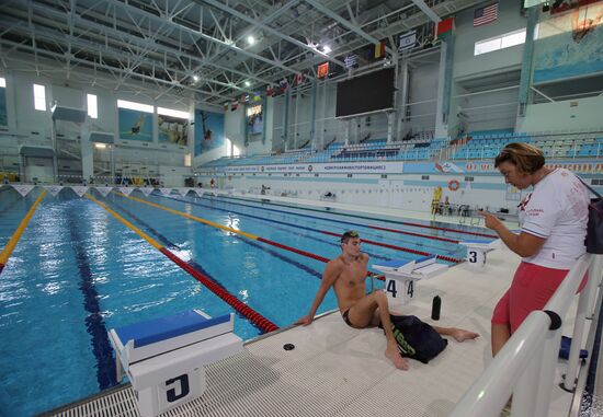 Russian Paralympic swimming team during training session