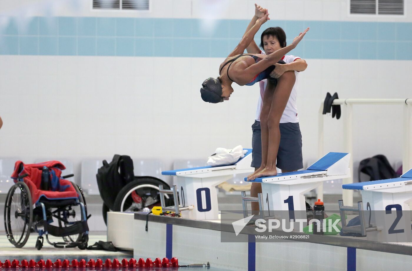 Russian Paralympic swimming team during training session