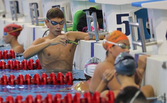 Russian Paralympic swimming team during training session