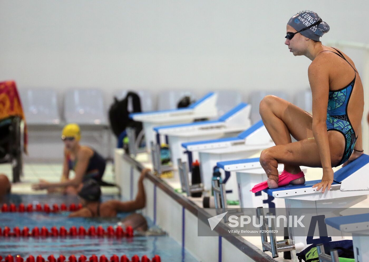 Russian Paralympic swimming team during training session