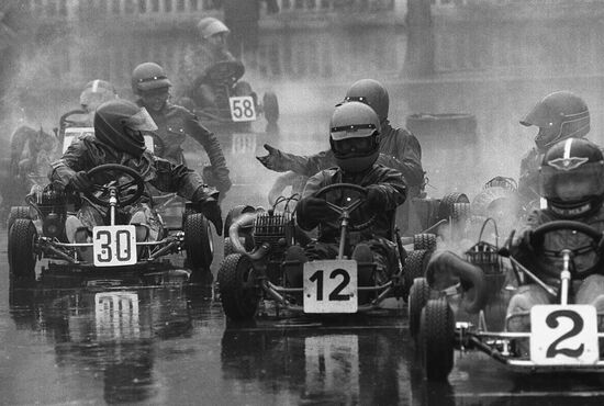 Members of children's karting club participate in competition