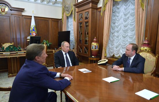 President Vladimir Putin meets with Sergei Ivanov and Anton Vaino