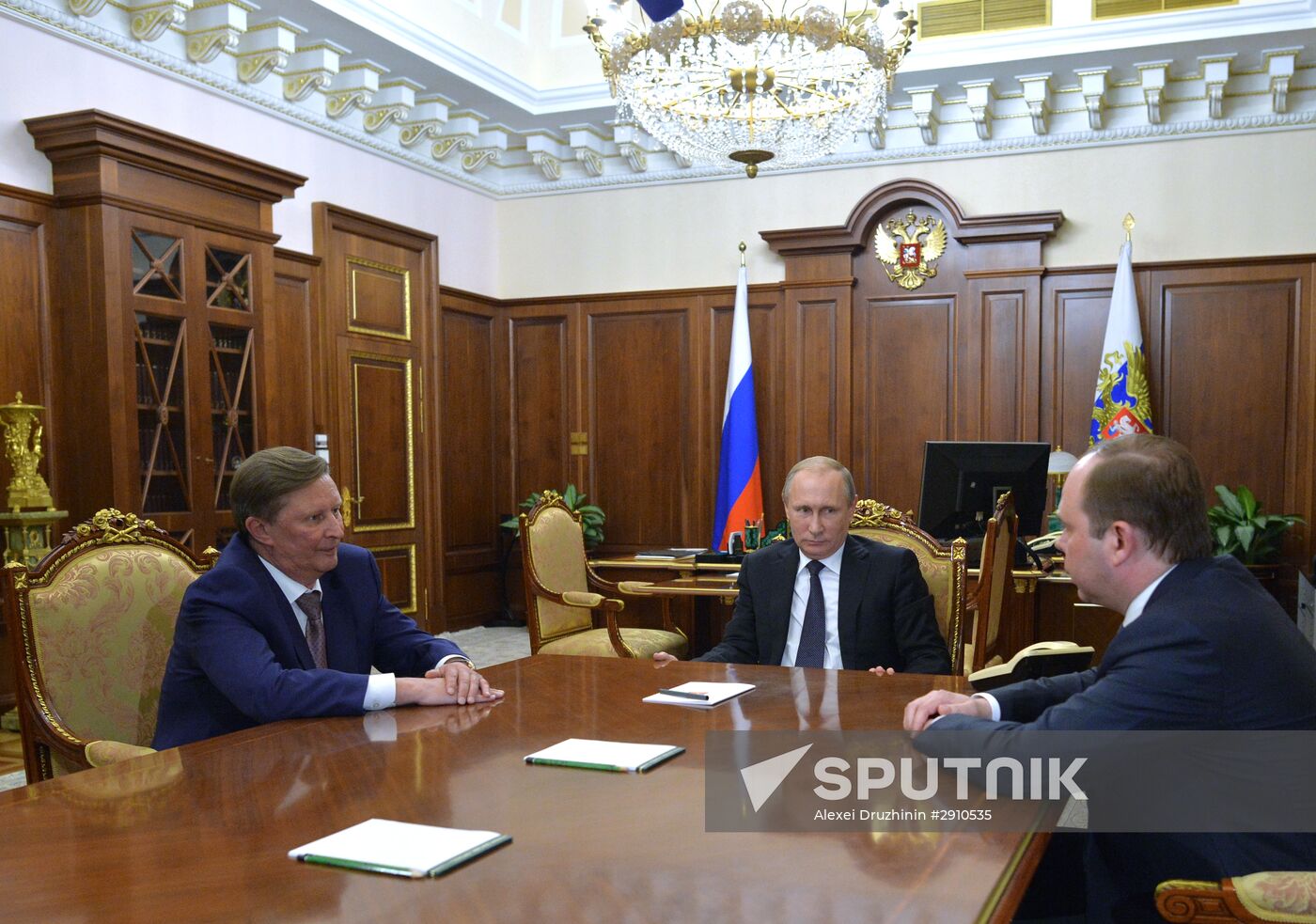 President Vladimir Putin meets with Sergei Ivanov and Anton Vaino