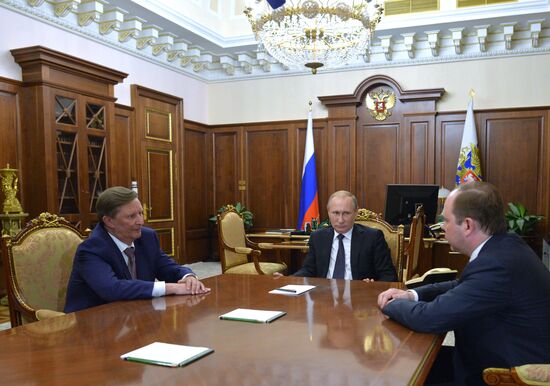 President Vladimir Putin meets with Sergei Ivanov and Anton Vaino