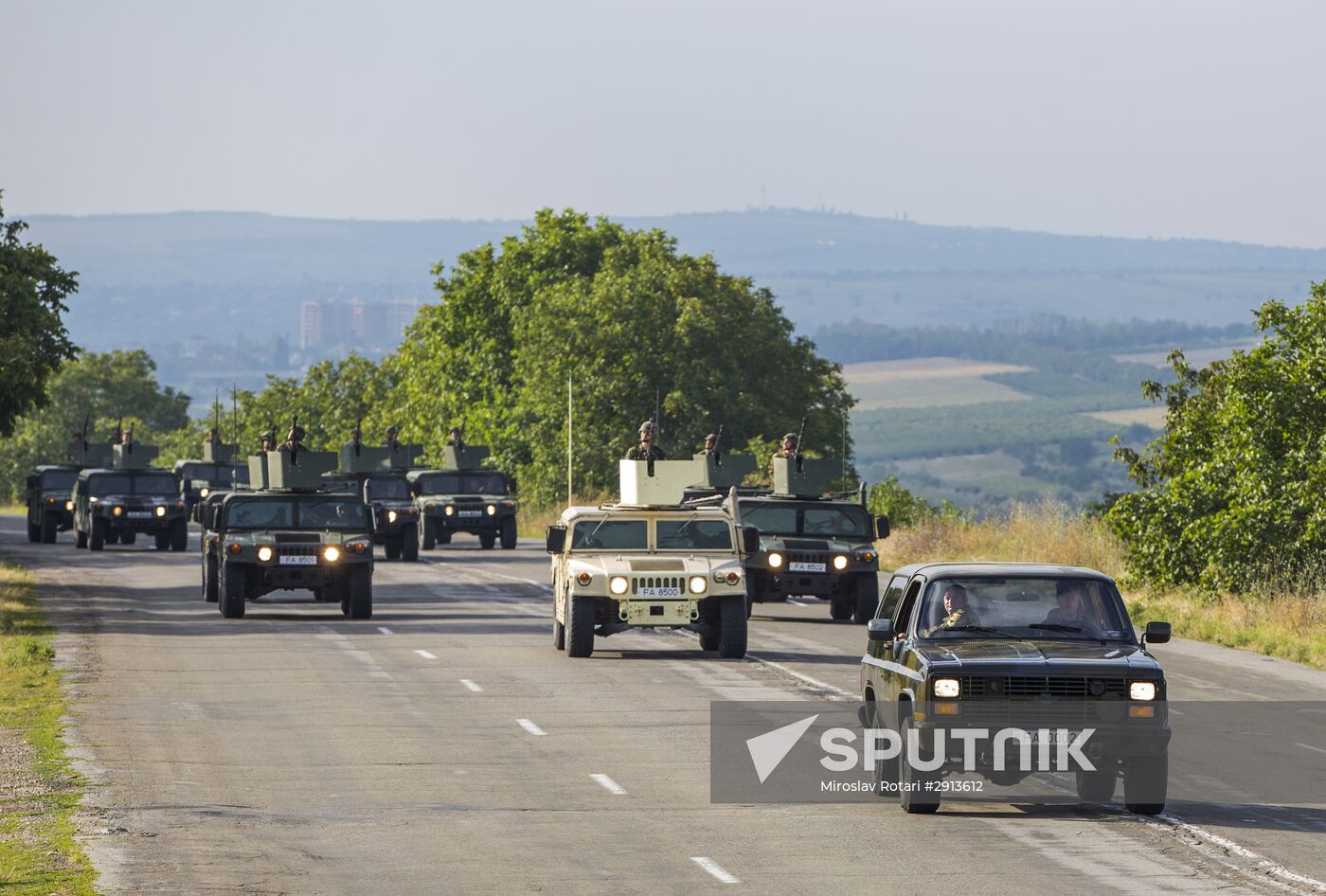 Rehearsing for military equipment parade in the run-up to Moldova Independence Day