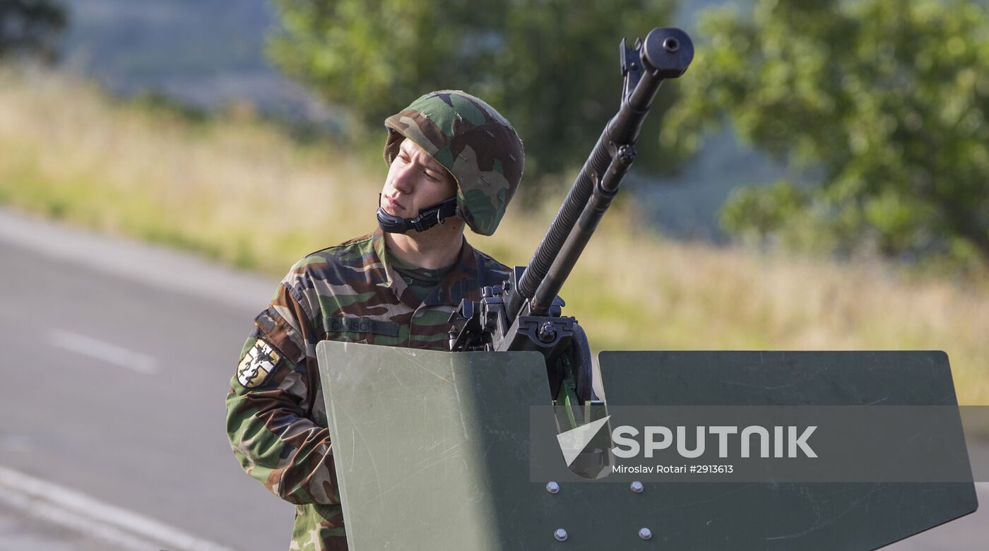 Rehearsing for military equipment parade in the run-up to Moldova Independence Day