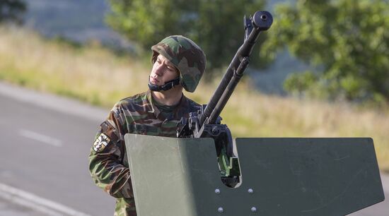 Rehearsing for military equipment parade in the run-up to Moldova Independence Day