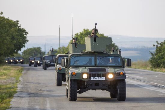 Rehearsing for military equipment parade in the run-up to Moldova Independence Day