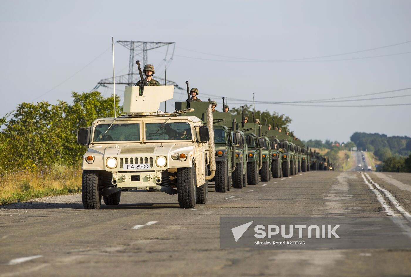 Rehearsing for military equipment parade in the run-up to Moldova Independence Day