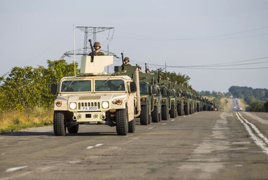 Rehearsing for military equipment parade in the run-up to Moldova Independence Day