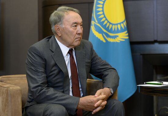 Russian President Vladimir Putin meets with President of Kazakhstan Nursultan Nazarbayev