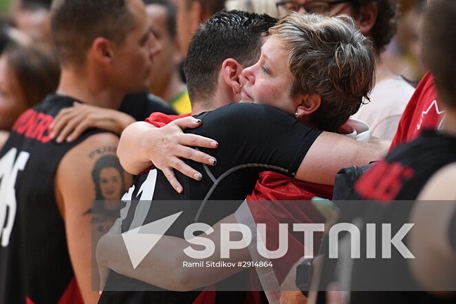 Canada's team and their fans after losing in the quarterfinals of the men's volleyball between Canada and Russia at the XXXI Summer Olympics. Location: Brazil, Rio de Janeiro. Author: Ramil Sitdikov/Sputnik. The 2016 Summer Olympics. Volleyball. Men. Canada vs. Russia