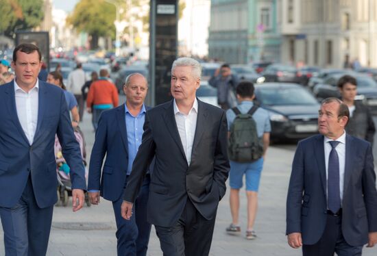 Moscow Mayor Sergei Sobyanin inspects upgrading of city center