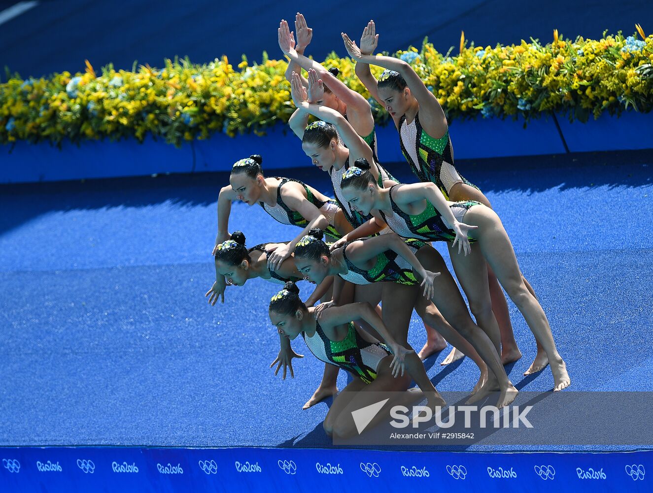 2016 Summer Olympics. Synchronized swimming groups. Technical routine