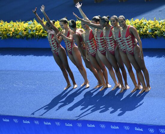 2016 Summer Olympics. Synchronized swimming groups. Technical routine