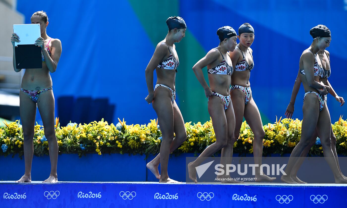 2016 Summer Olympics. Synchronized swimming groups. Technical routine