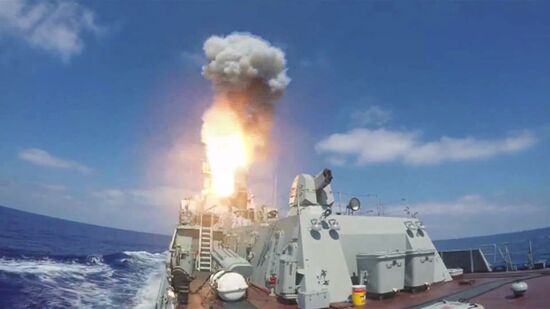Kalibr cruise missiles fired at Jabhat Al-Nusra from Mediterranean