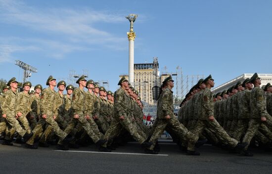 Military parade practice for Ukraine's Independence Day