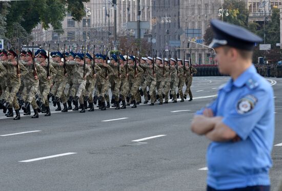 Military parade practice for Ukraine's Independence Day