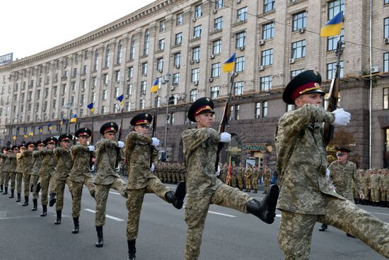 Military parade practice for Ukraine's Independence Day