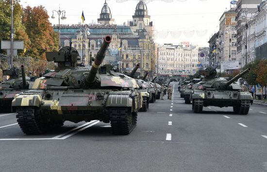 Military parade practice for Ukraine's Independence Day