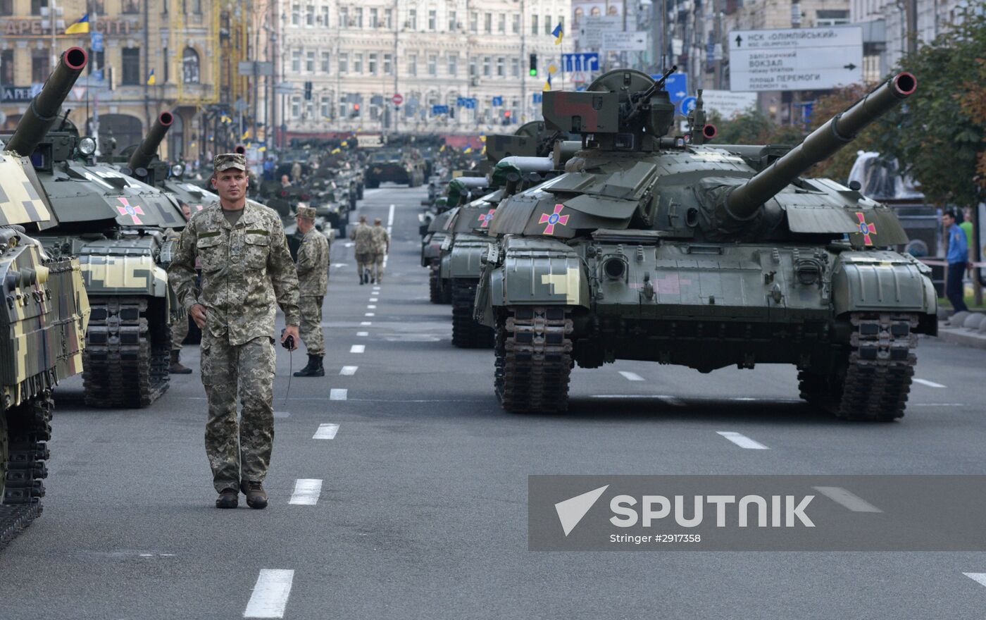 Military parade practice for Ukraine's Independence Day