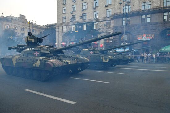 Military parade practice for Ukraine's Independence Day