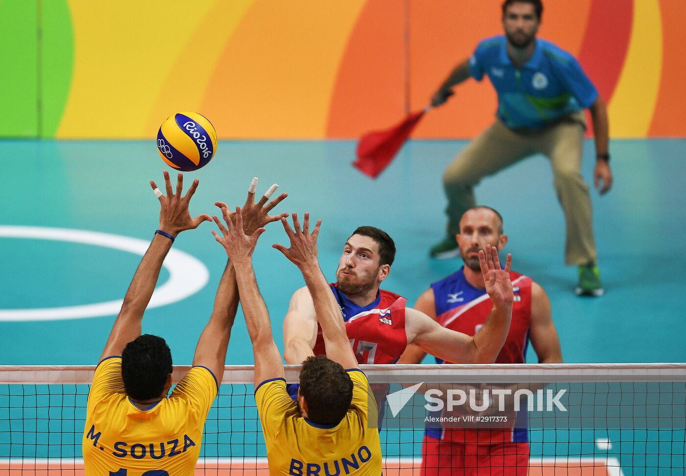2016 Summer Olympics. Volleyball. Men. Russia vs. Brazil
