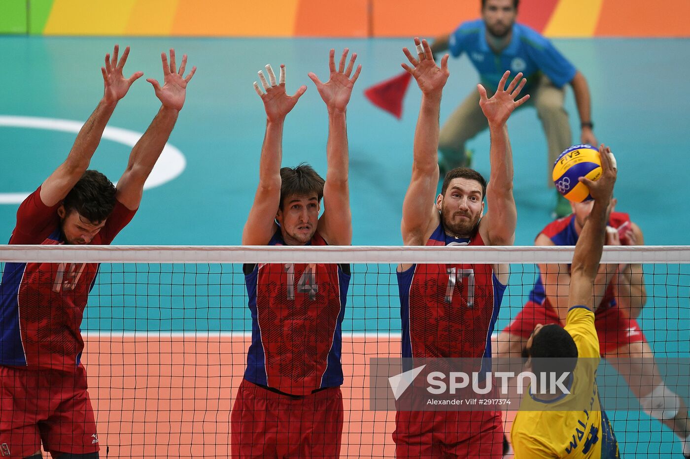 2016 Summer Olympics. Volleyball. Men. Russia vs. Brazil