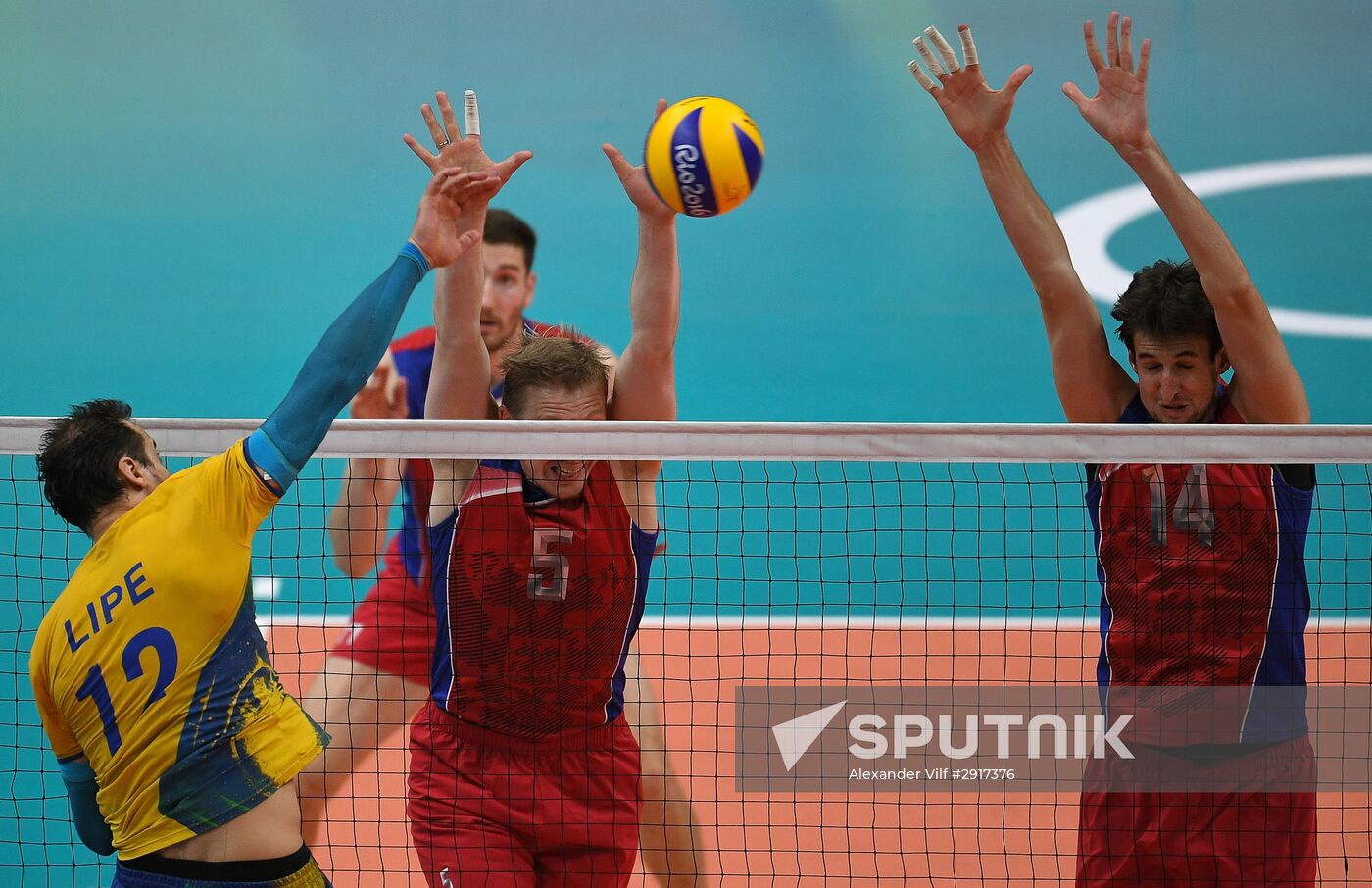 2016 Summer Olympics. Volleyball. Men. Russia vs. Brazil