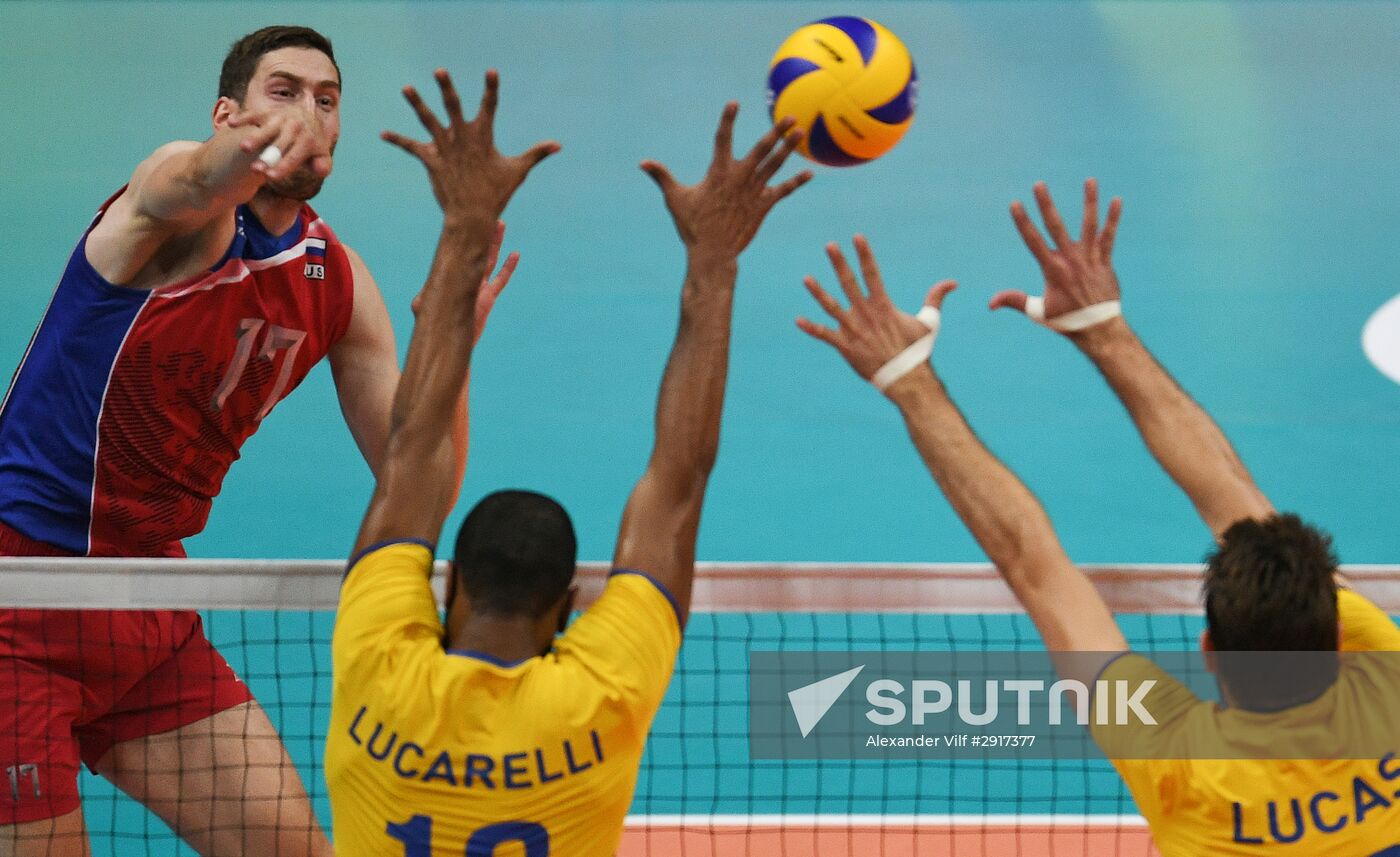 2016 Summer Olympics. Volleyball. Men. Russia vs. Brazil