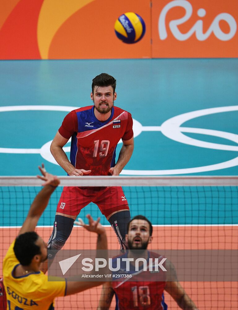2016 Summer Olympics. Volleyball. Men. Russia vs. Brazil