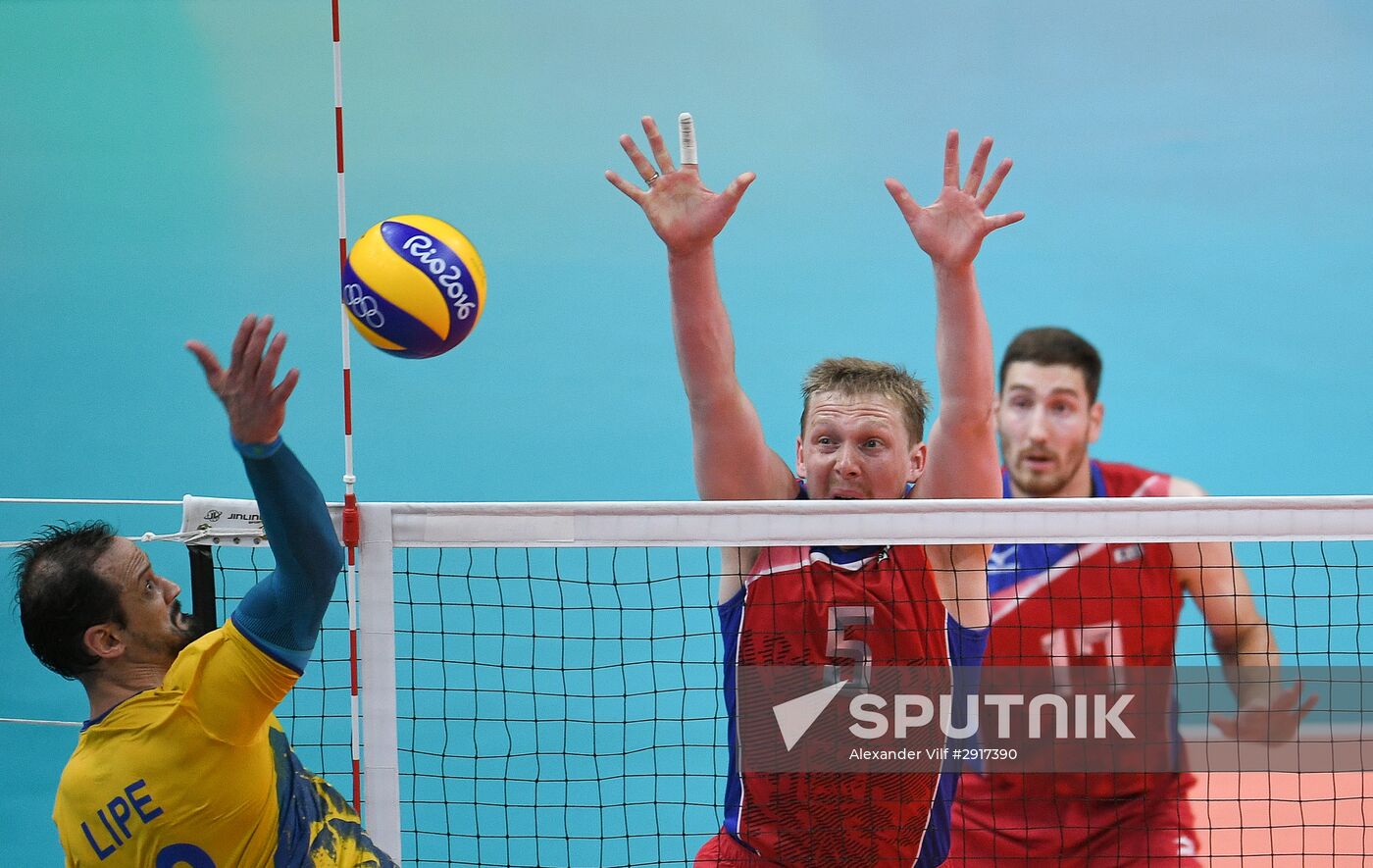 2016 Summer Olympics. Volleyball. Men. Russia vs. Brazil