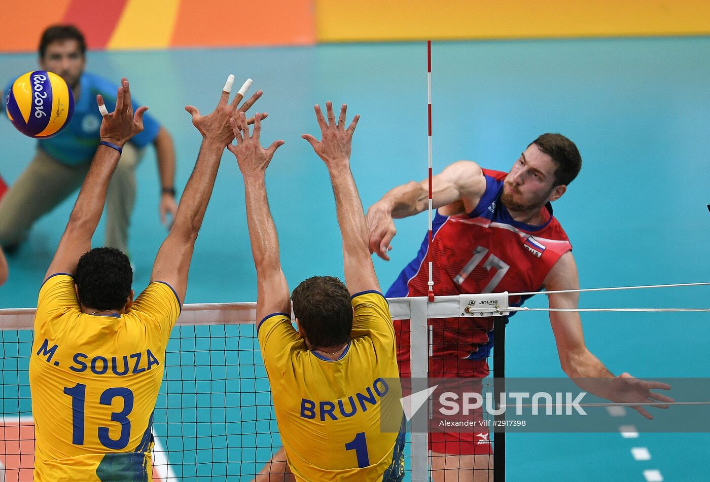 2016 Summer Olympics. Volleyball. Men. Russia vs. Brazil