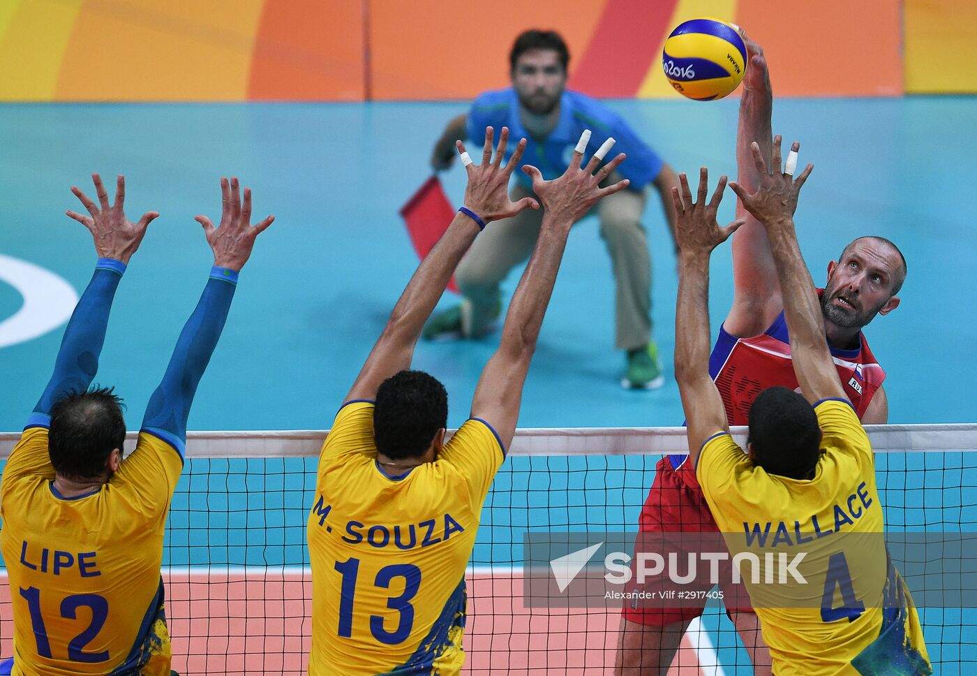 2016 Summer Olympics. Volleyball. Men. Russia vs. Brazil